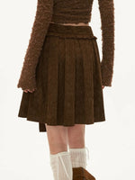 Brown Pleated Mini Skirt