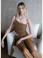 Lace Tie Top Flare Pants Set