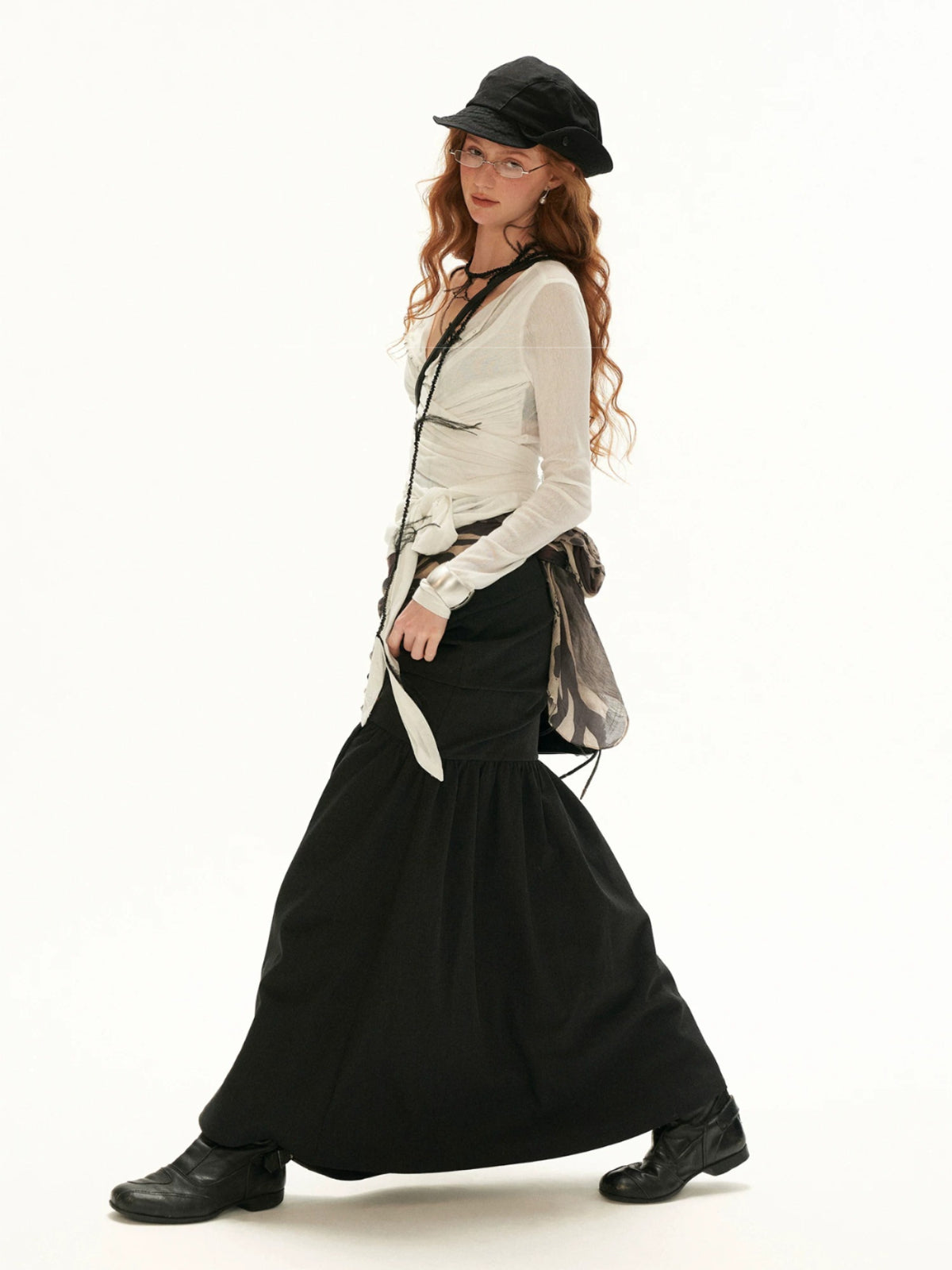 Layered Cross Tie Long Sleeve Top