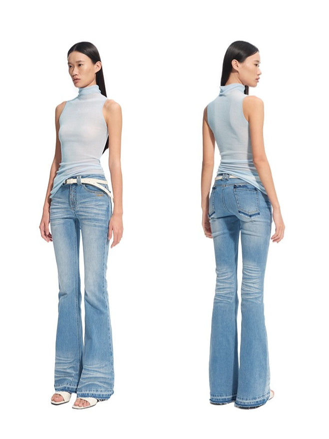 Wool Asymmetrical Turtleneck Blouse