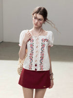 Rose Lace Puff Sleeve Top