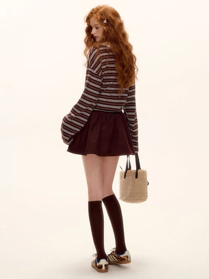 Suede Beaded Mini Skirt