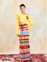 Soft Yellow Off-Shoulder Knit Sweater & Skirt Set