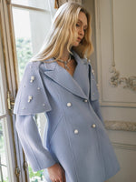 Mira Vintage-Inspired Pearl Cape Woolen Coat