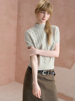 Cable Lace Collar Knit Tee