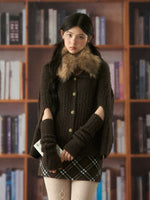 Retro Fur Collar Cape Cardigan