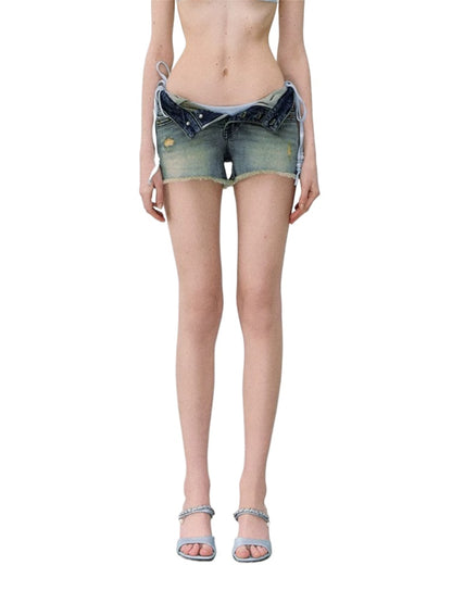Blue Sniper Distressed Denim Shorts