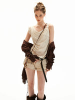 Asymmetric Pearl Chiffon Layered Top