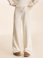 Gray & Apricot Lace-Tie Knit Set