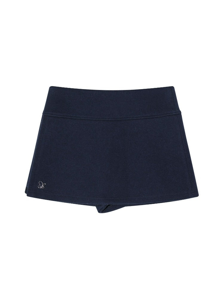 Faux-Layer Wool A-Line Skort