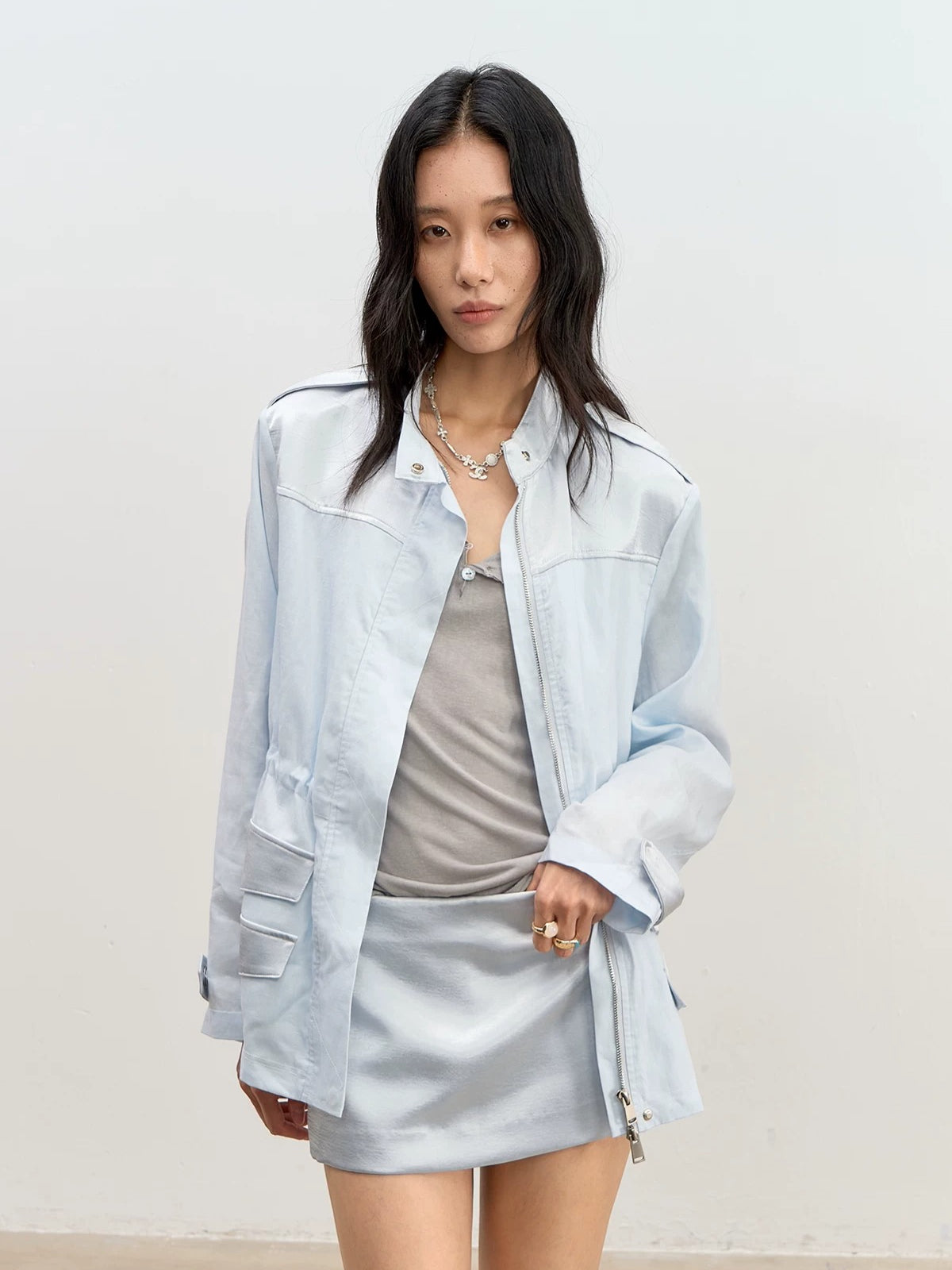 Low-Rise Satin Skort