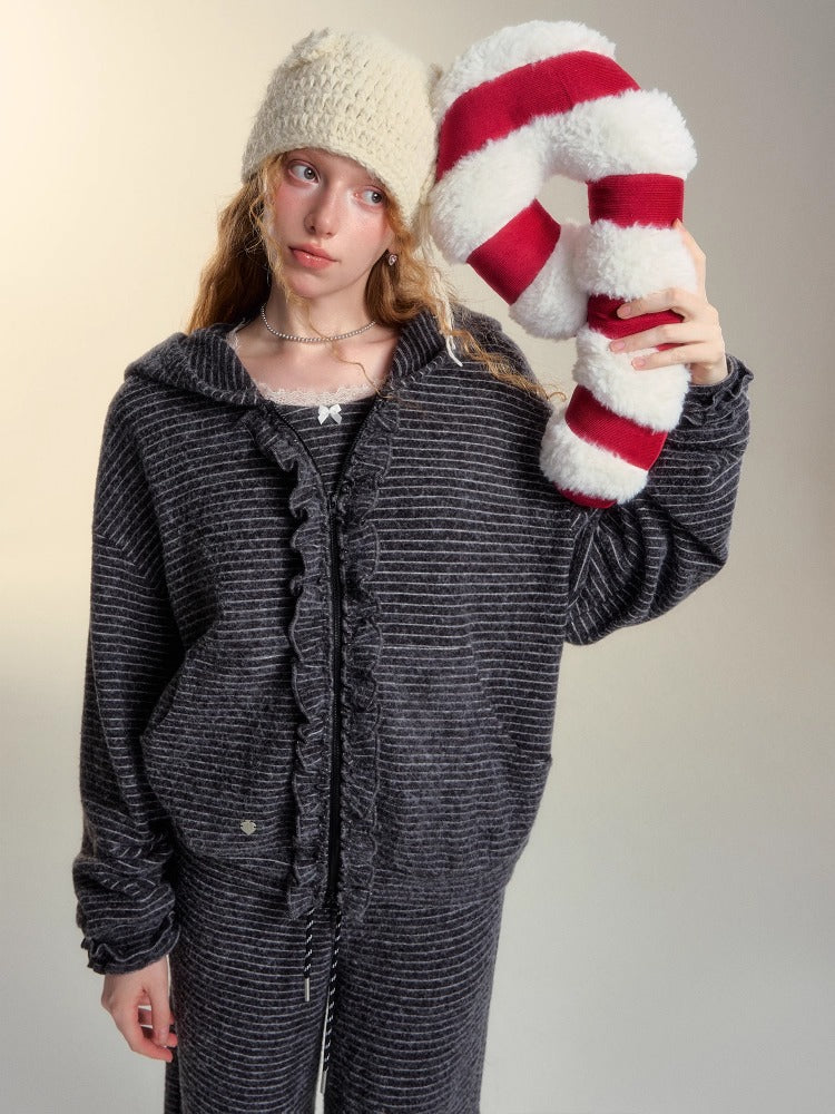 Soft Striped Hoodie / Casual Pants / Long Sleeve T-shirt