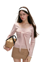 Bowknot Crewneck Knit Top