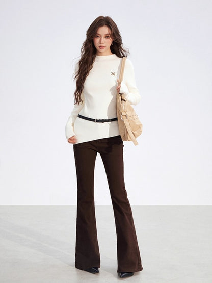 Embroidered Flared Slim-Fit Jeans