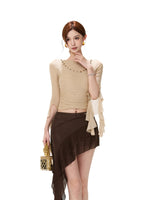 Ruched Mesh Chain Top