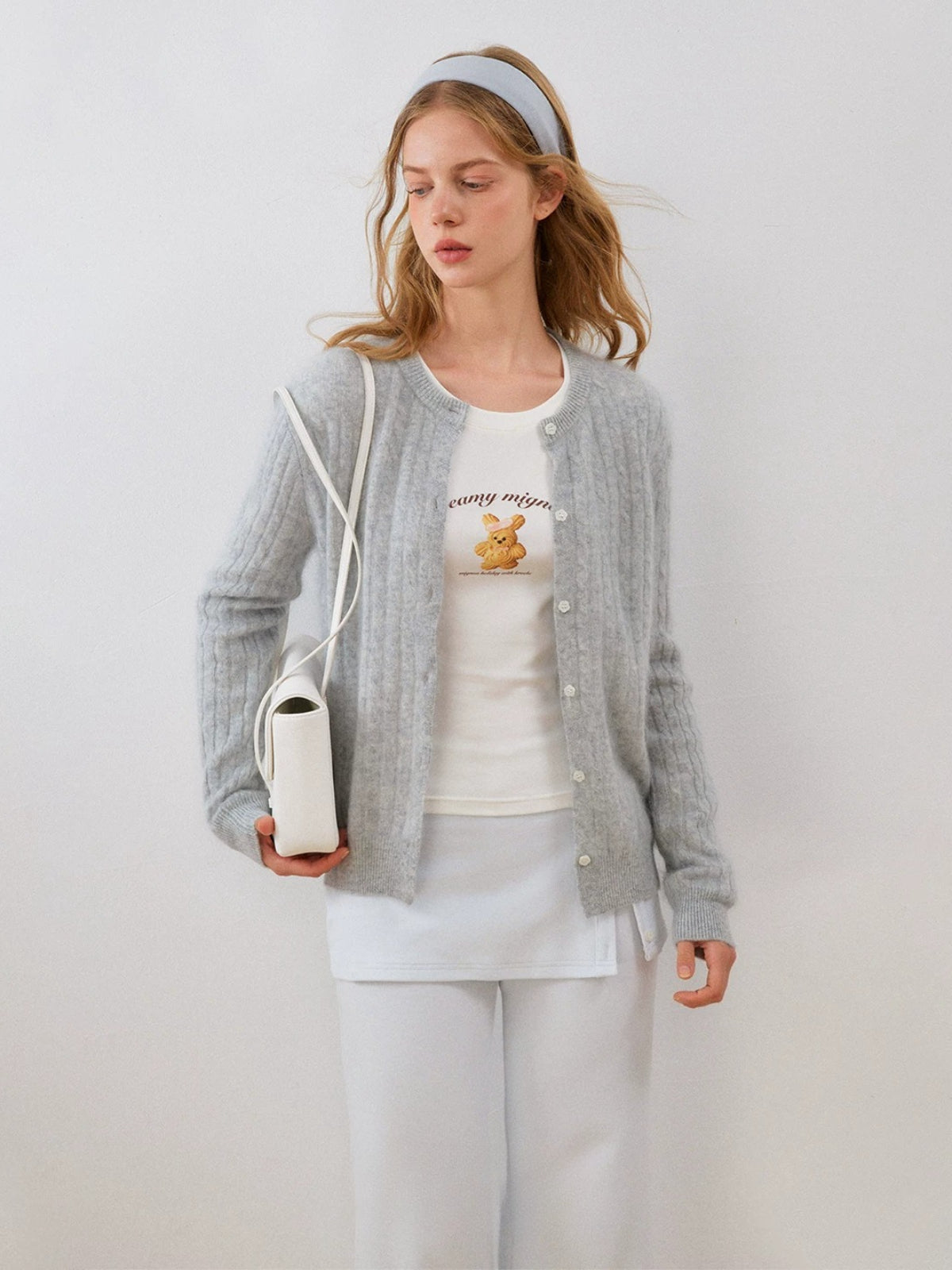 Cable Knit Wool Blend Cardigan