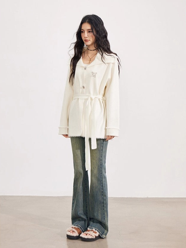 Oversized Collar Knit Jacket