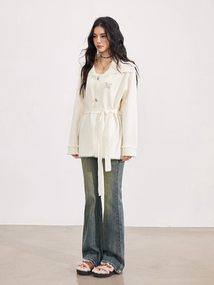 Oversized Collar Knit Jacket