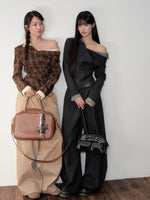 Asymmetric Shoulder Cropped Blazer & Pants Set