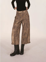 Washed Leopard Print Wide Leg Pants