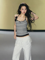 Camellia Stripe Halter Tank
