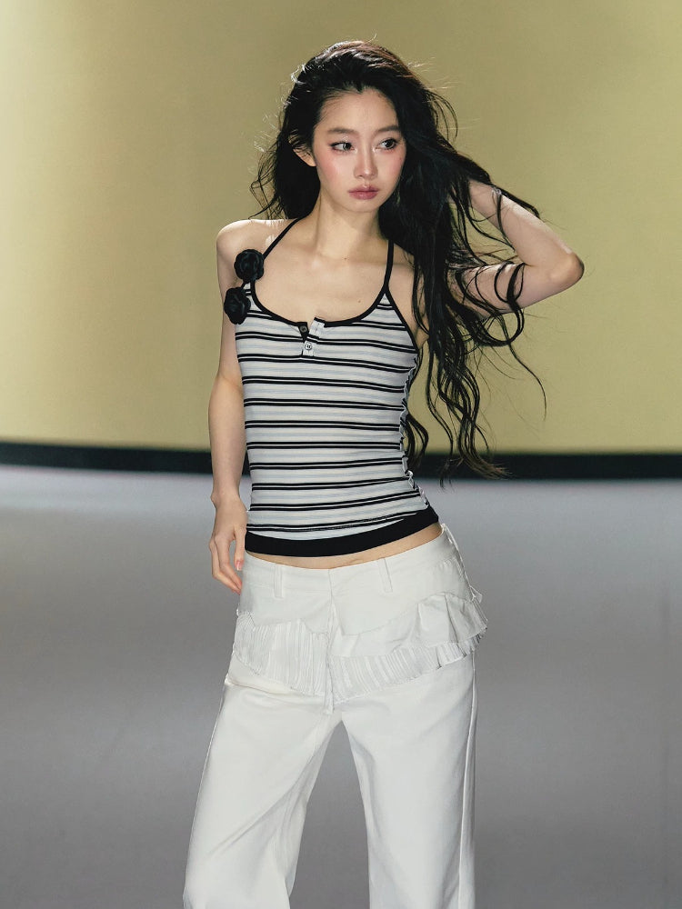 Camellia Stripe Halter Tank