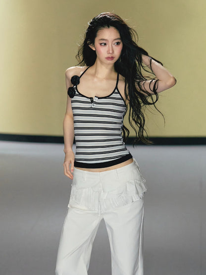 Camellia Stripe Halter Tank