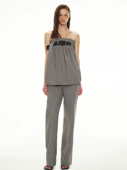 Linen Bandeau Pants Set