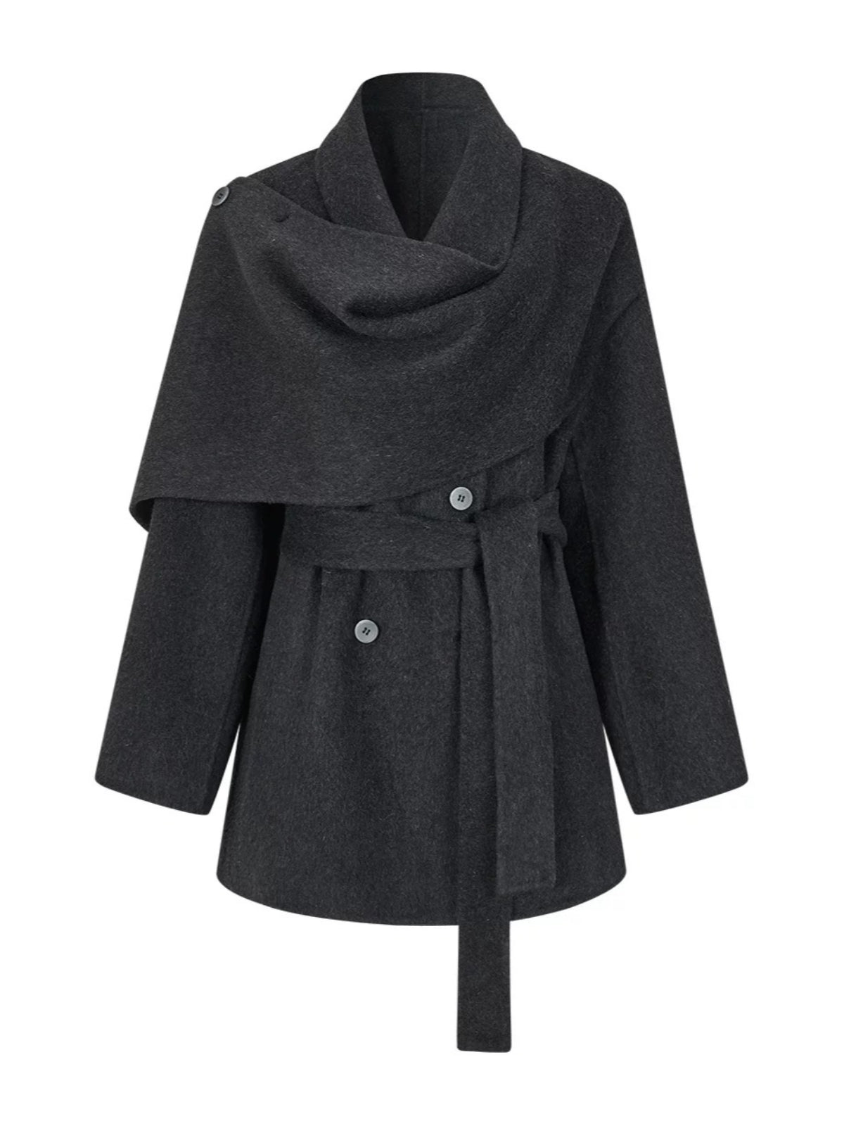 Modern Cape Scarf Wool Coat