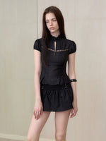 Mock Neck Skirt Set