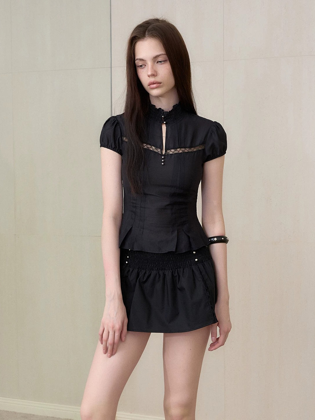 Mock Neck Skirt Set