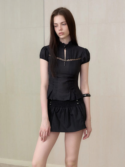 Mock Neck Skirt Set