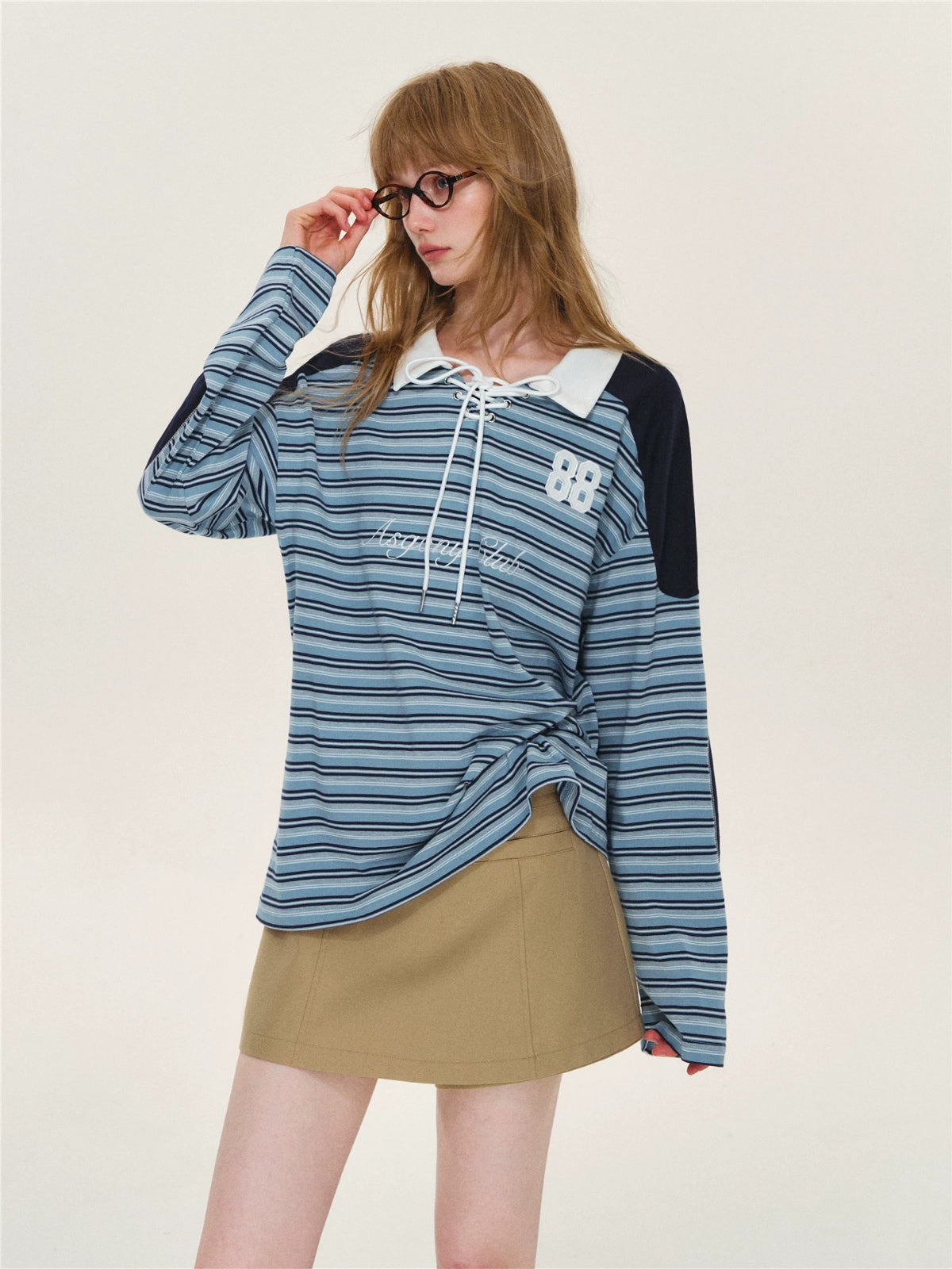 Vintage Striped Polo Lace Top