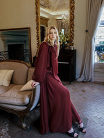 Milena Chiffon Lace Lantern Sleeve V-neck Dress