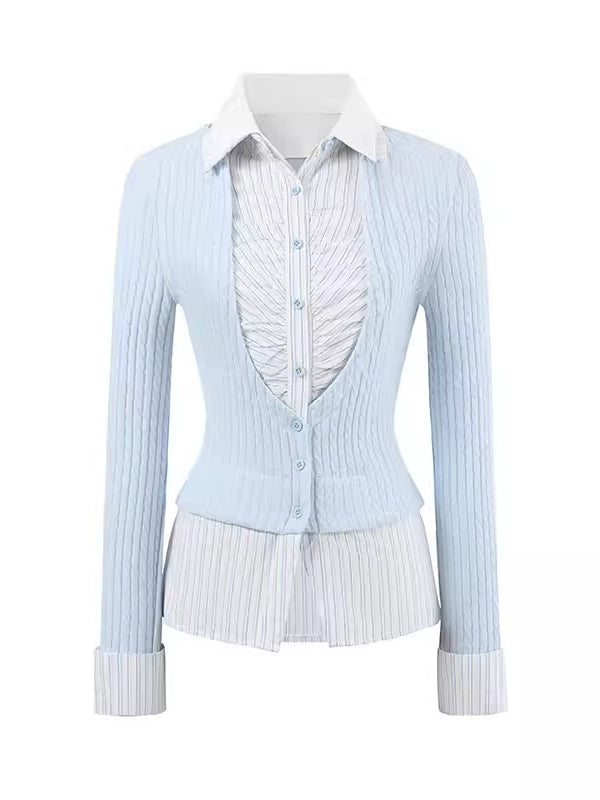 Cable Knit Layered Blouse