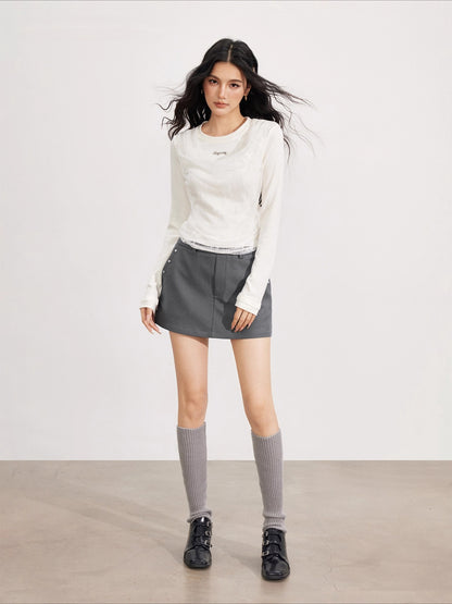 Beige Lace Patchowrk 2-in-1 Blouse