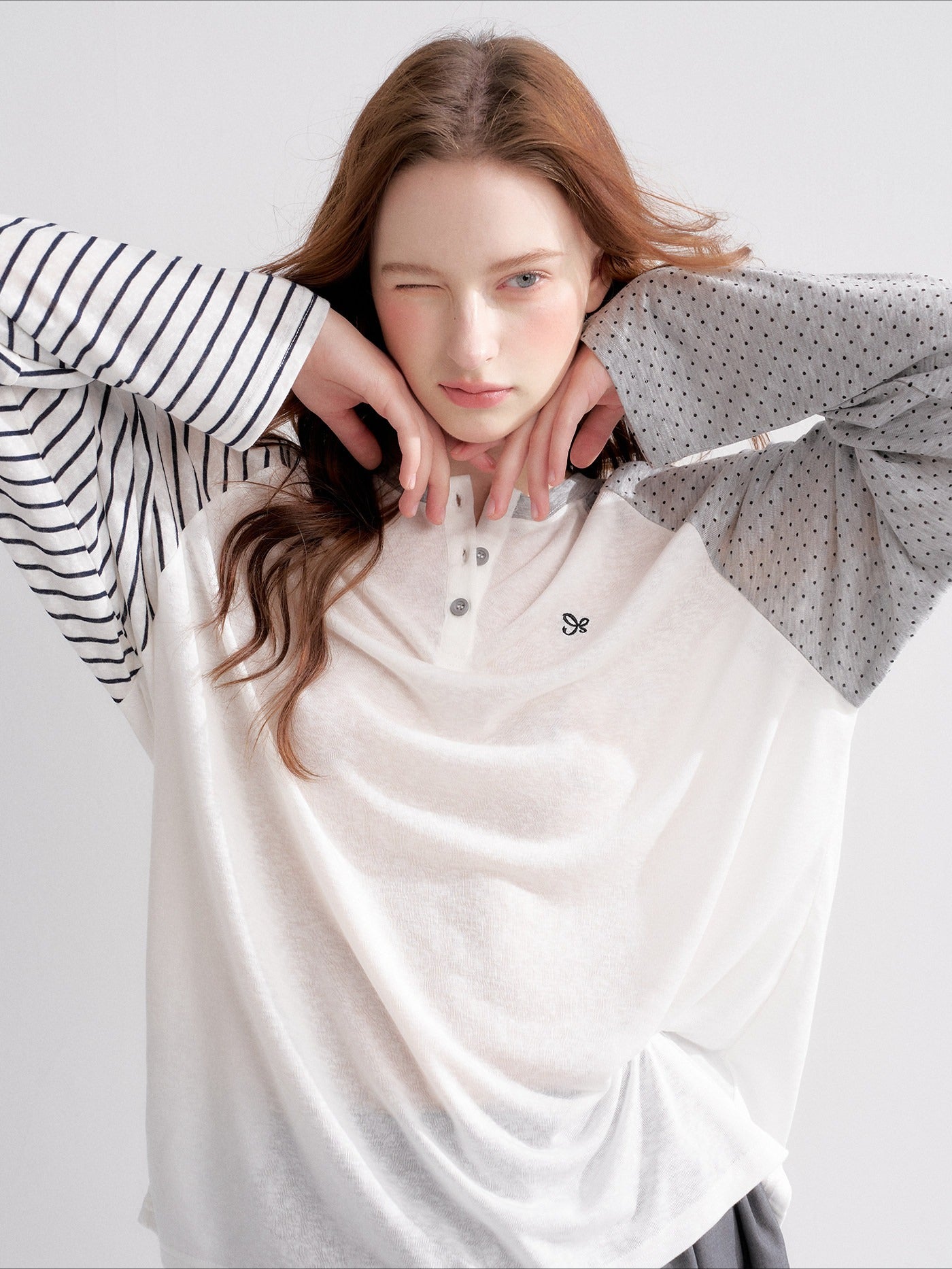 Raglan Henley Long Sleeve Top