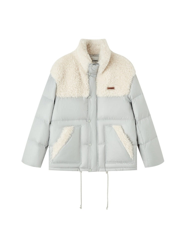 Shearling Patch Stand Collar Jacket