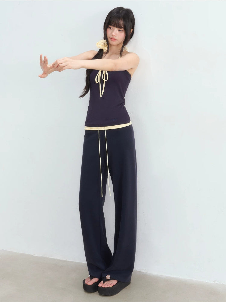 Contrast Bow Halter Top