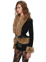 Vintage Buckled Faux Fur Jacket