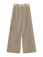 Structured Linen Blend Wide Leg Trousers
