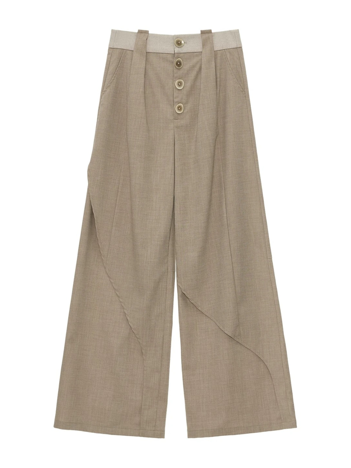Structured Linen Blend Wide Leg Trousers