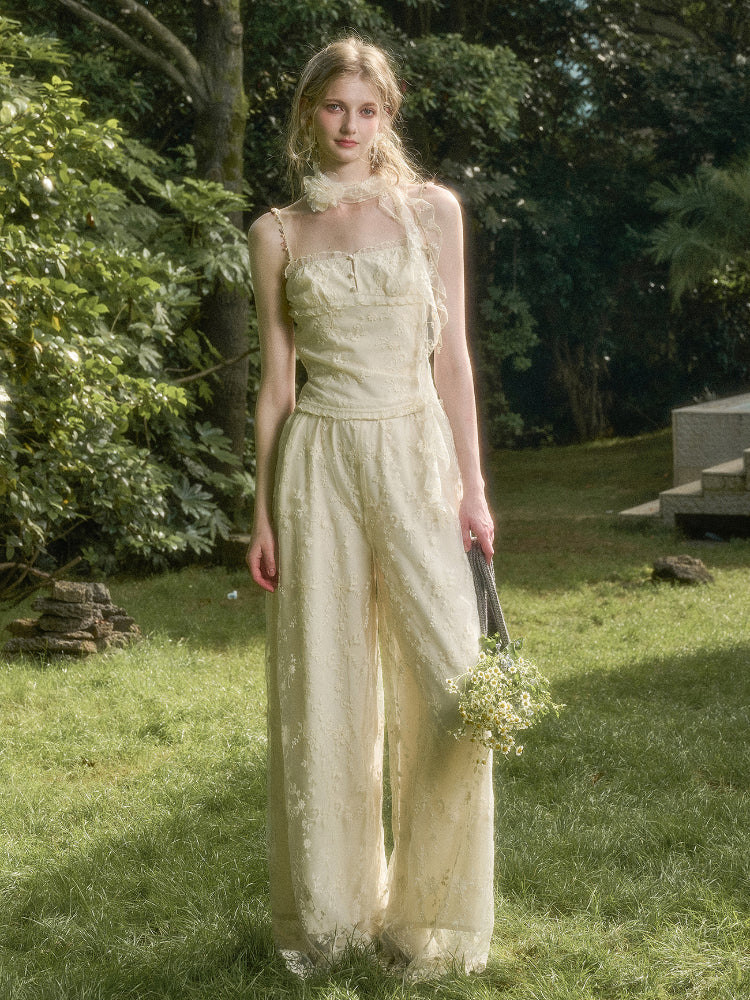 Lace Embroidery Camisole &amp; Pants Set