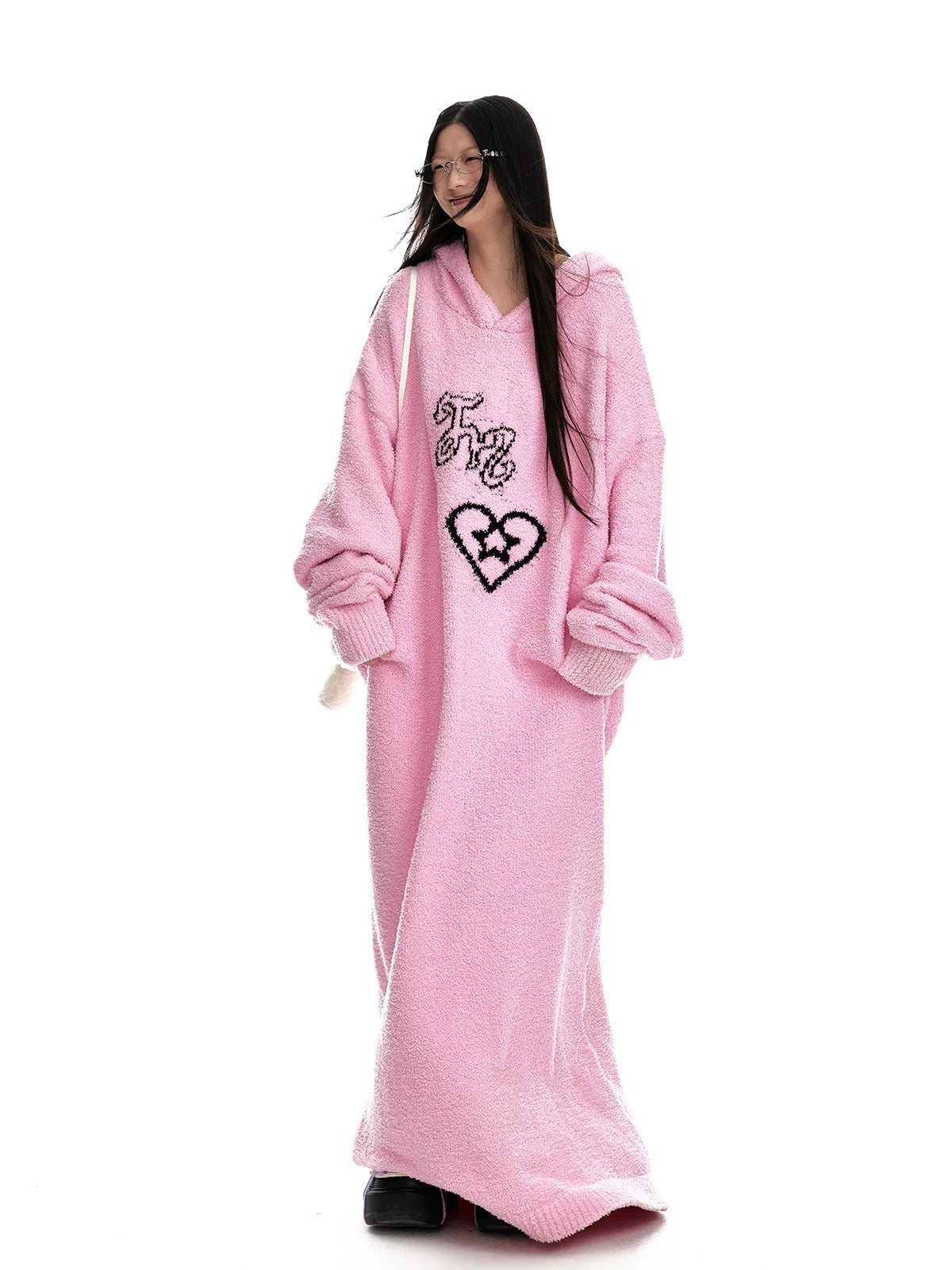 Hooded Plush Knit Dress