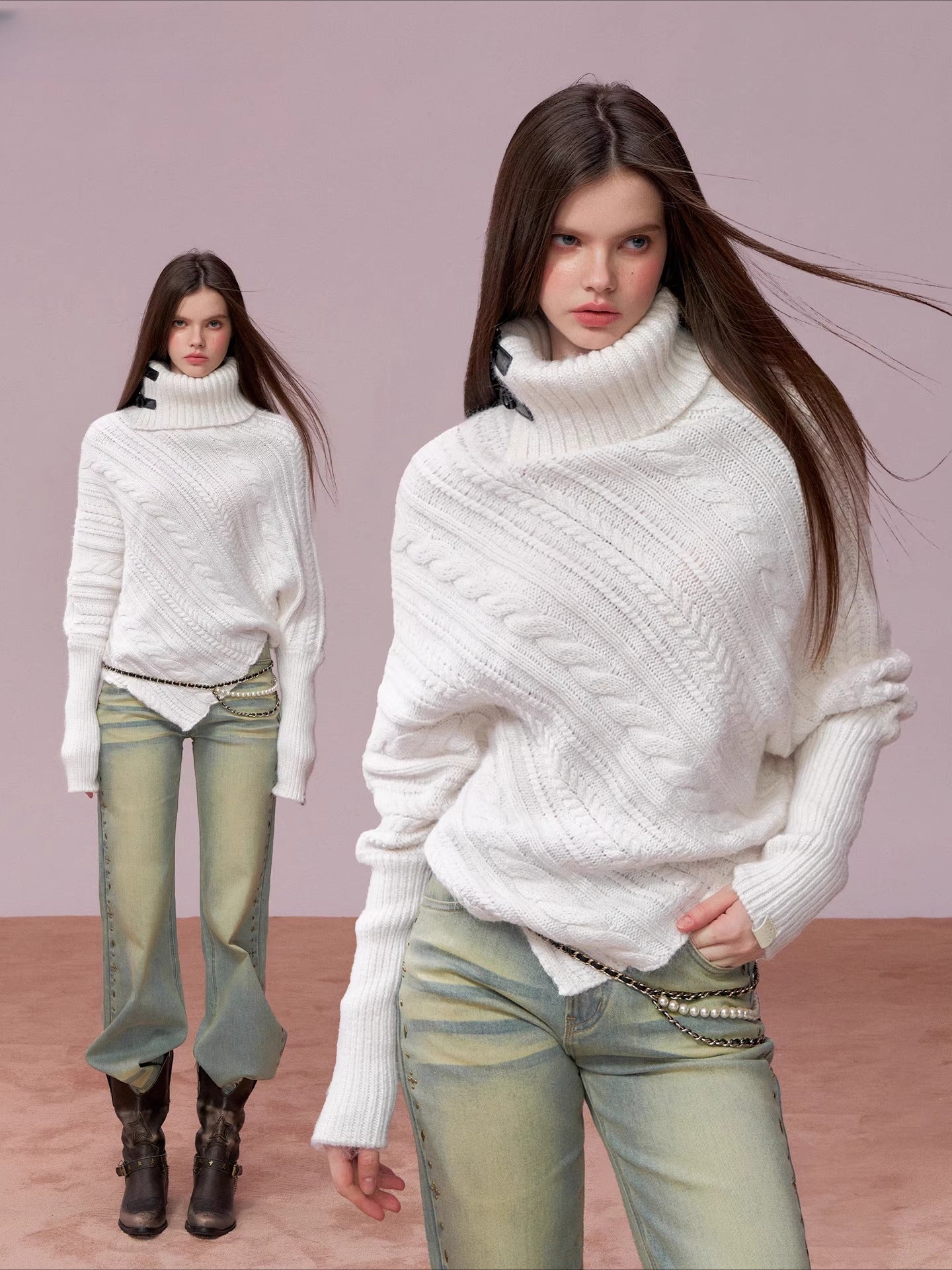 Oversized Cowl Neck Cape Sweater