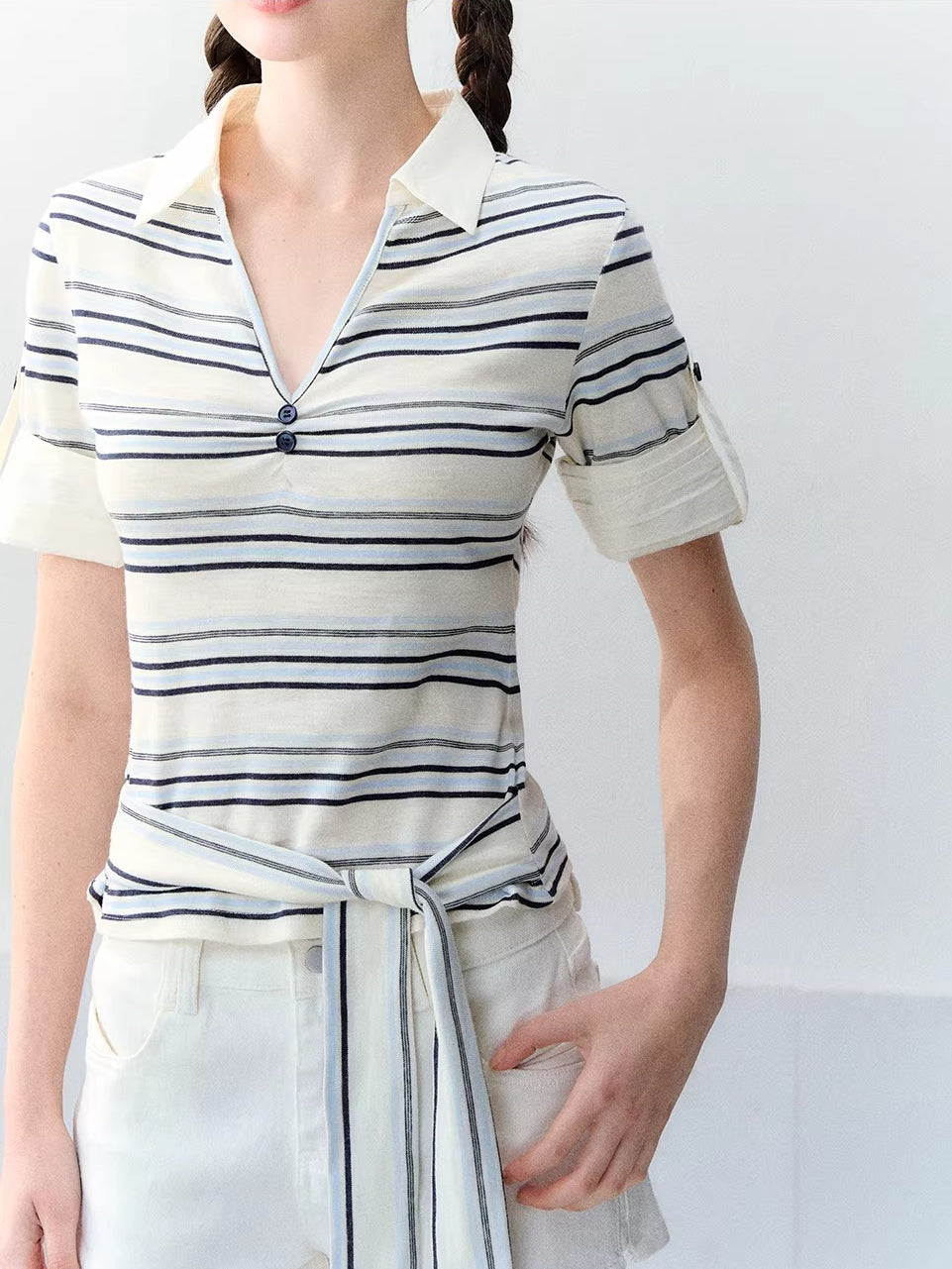 Layered Polo Knit T-Shirt