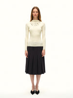 Ivory White Slim-Fit Hand-Stitched Brick Sweater
