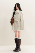 White Stand Collar Wool Coat