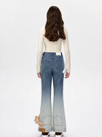Blue & Black Gradient Flared Jeans