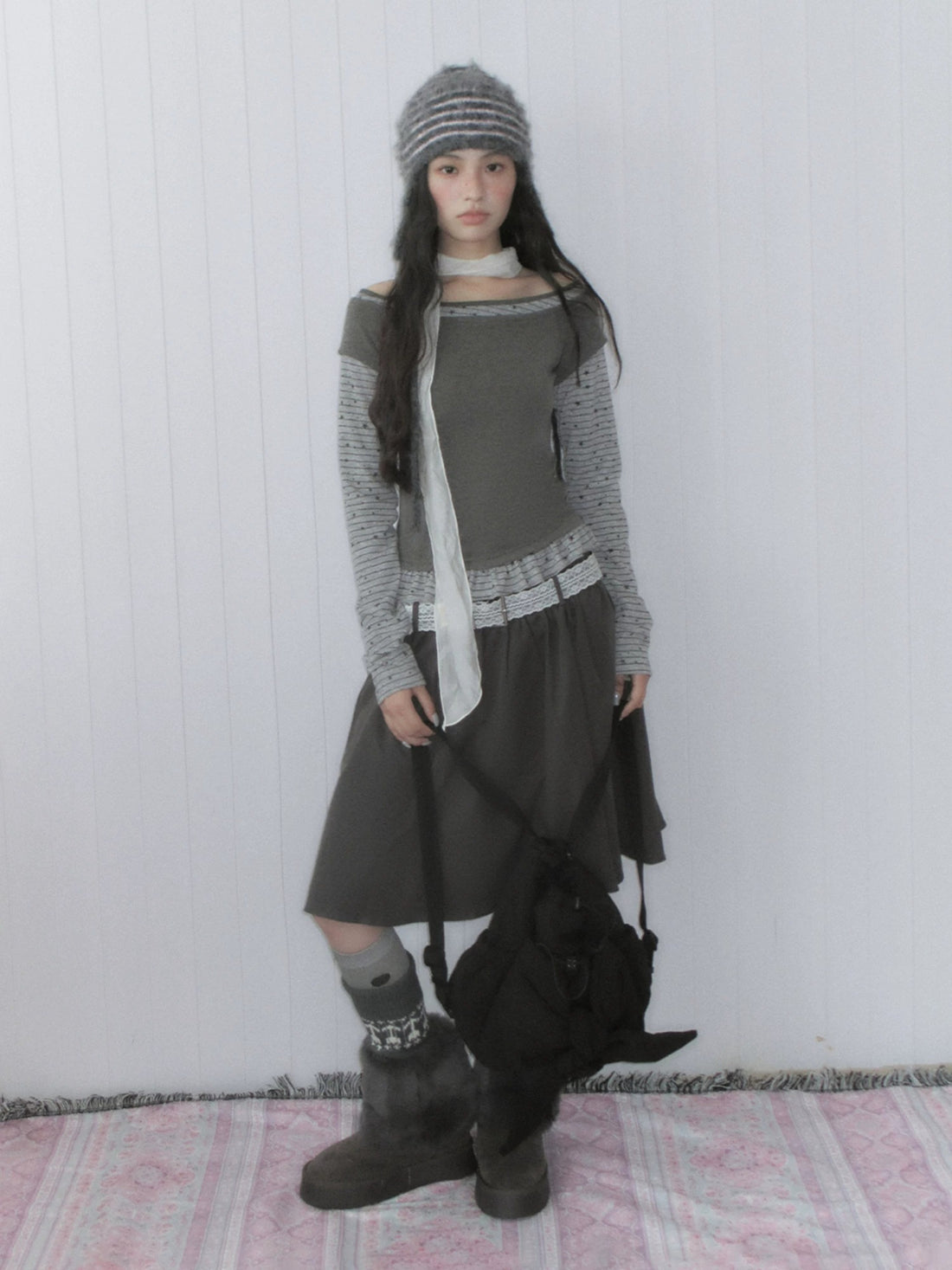 High-Waisted A-Line Midi Skirt